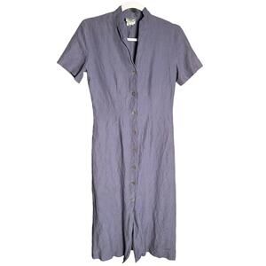 Laura Ashley Sz 6 Vintage Silk Linen Button Front Midi Dress minimalist tradwife
